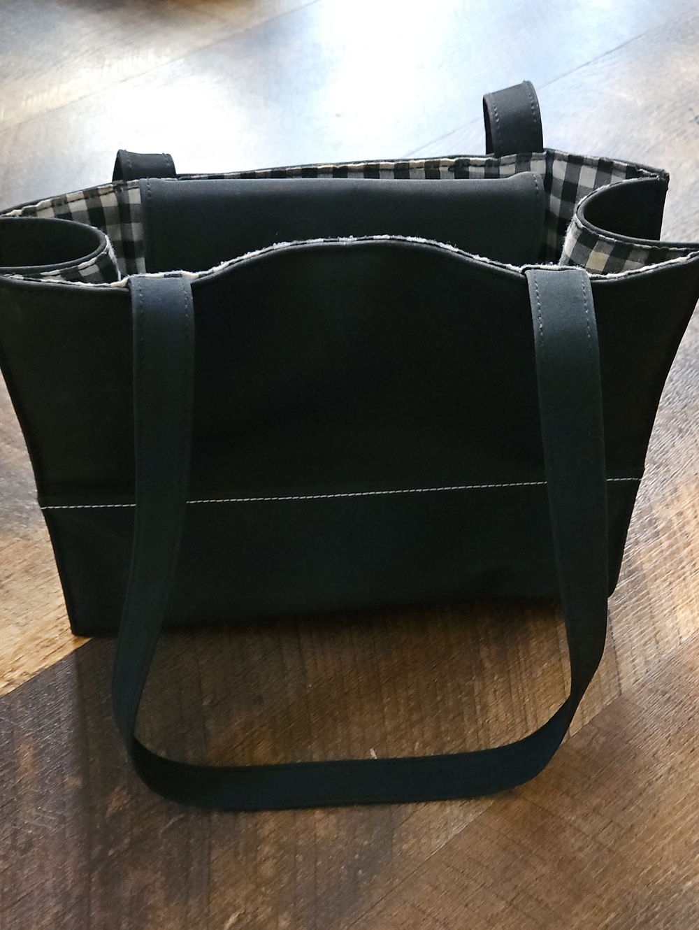 Black Tote with Gingham Interior - Everyday Carry